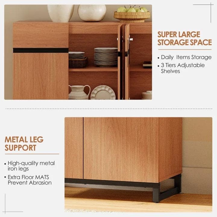 WAMPAT Storage Cabinet, 3 in 1 Modern Sideboard