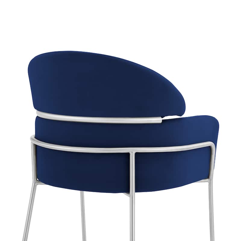 Portia Grey or Blue Velvet and Brushed Stainless Steel Dining Chairs - Set of 2