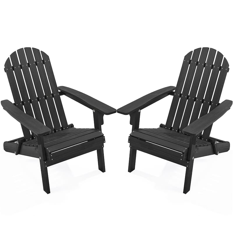 Yaheetech 2-piece Folding Adirondack Chair Solid Wood Garden Chair Weather Resistant