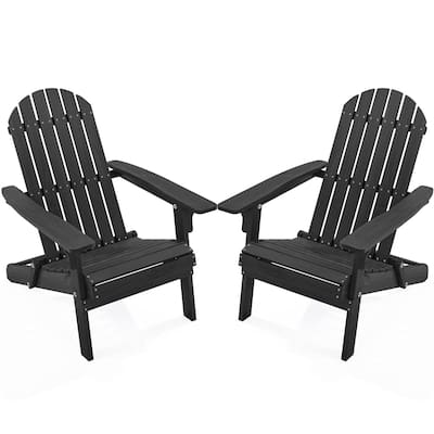 Yaheetech 2-piece Folding Adirondack Chair Solid Wood Garden Chair Weather Resistant