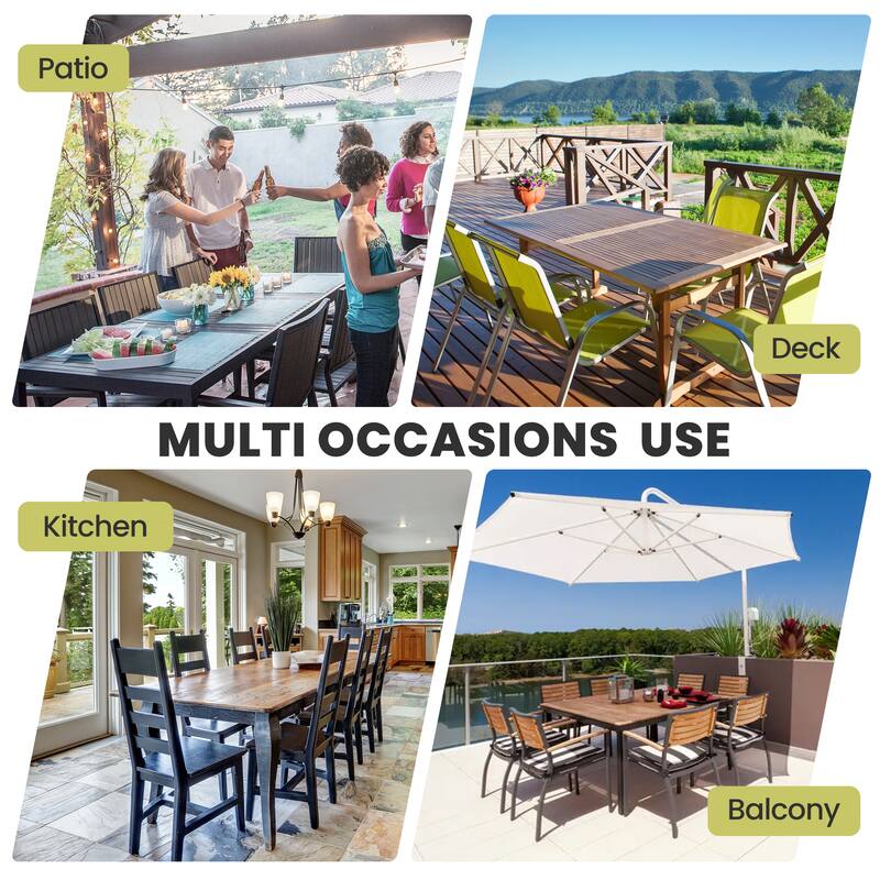 7/9-Piece Patio Outdoor Dining Set Stackable Chairs and Dining Table with Umbrella Hole