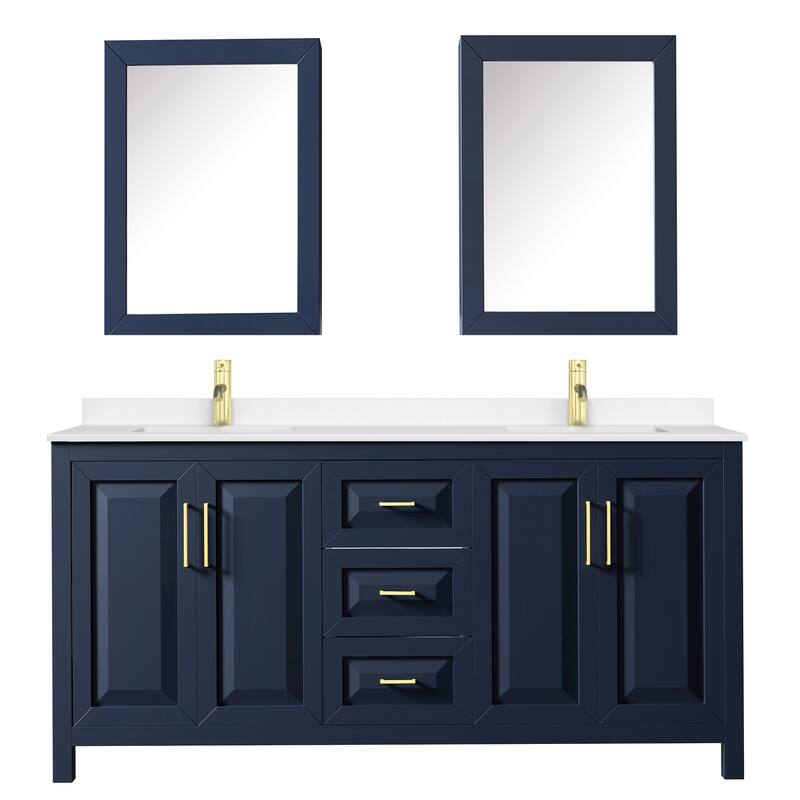 Daria 72-inch Double Vanity, Single Hole Quartz Top, Med Cabinets