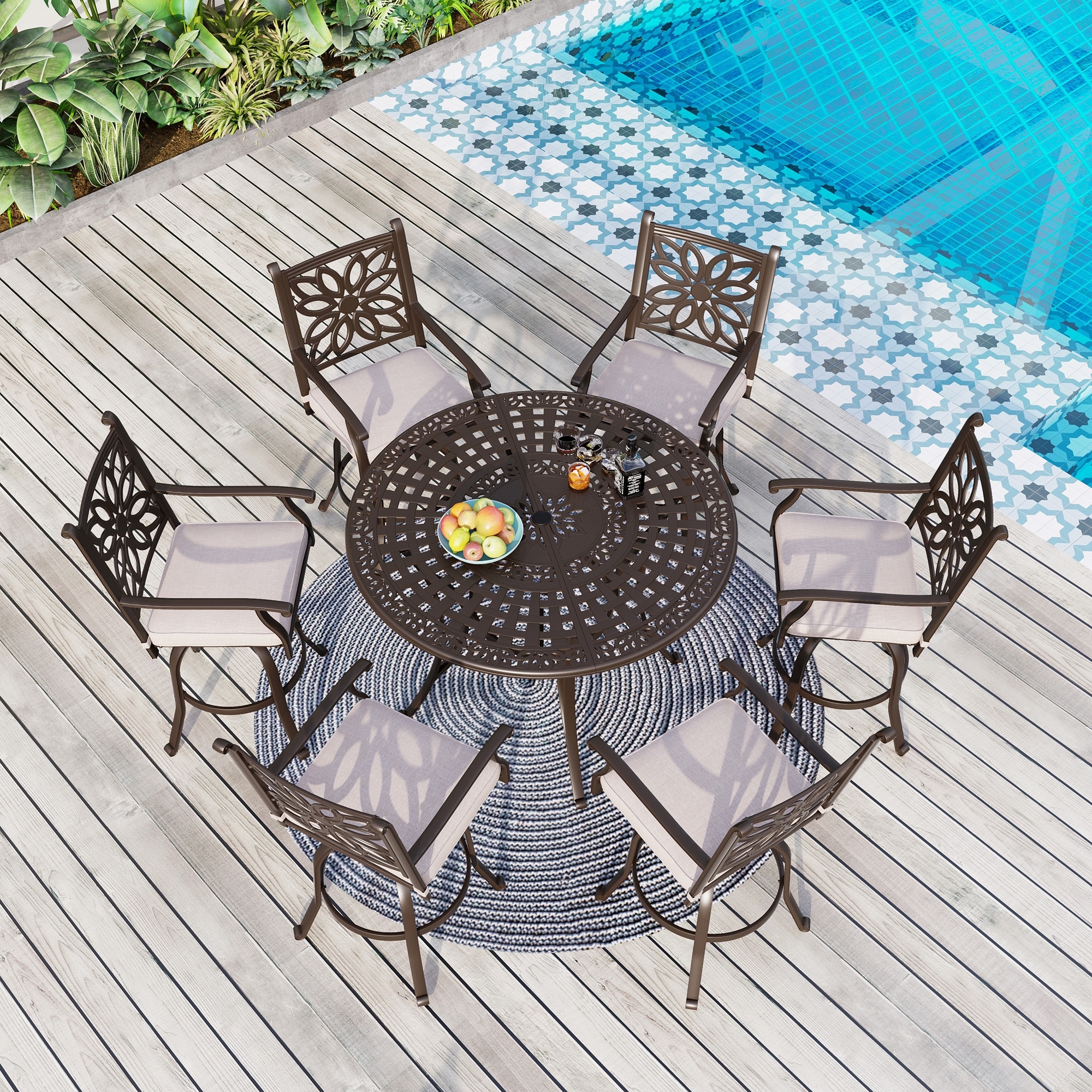 Cast aluminum bar height deals bistro set