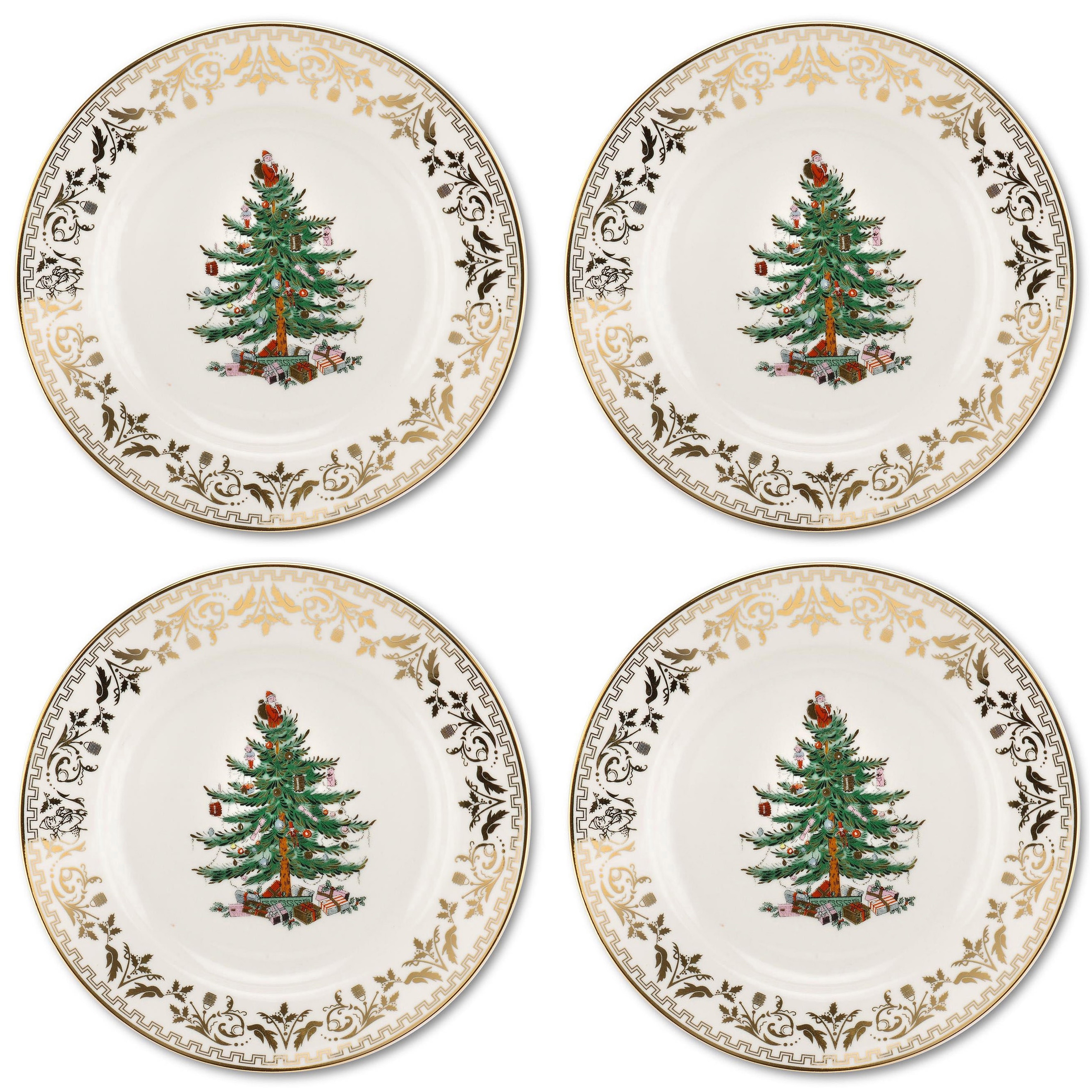Spode Christmas Tree Gold Collection Set of 4 Salad Plates - 8-Inch