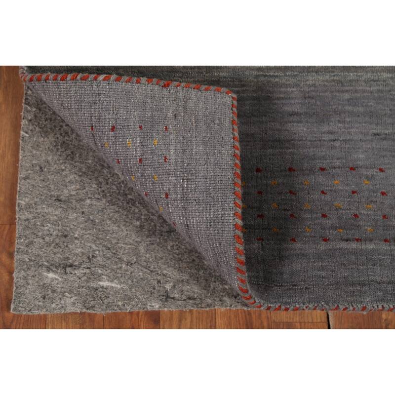 Gray Gabbeh Runner Rug Hand-Knotted Wool Carpet - 2'8"x 9'6"