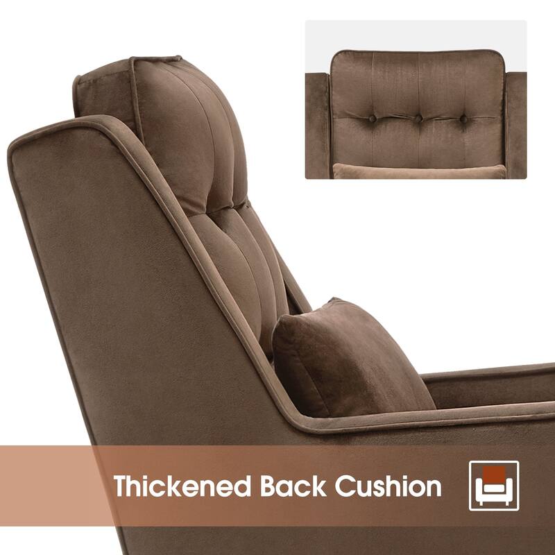 MCombo Modern Accent Club Chair with Ottoman, Velvet Upholstered Armchair with Lumbar Pillow 4278