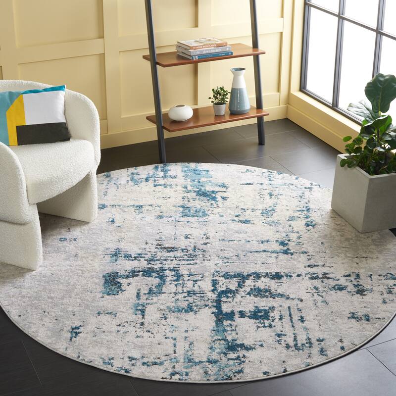 SAFAVIEH Shivan Petruna Modern Abstract Rug - 6'7" Round - Grey/Rose