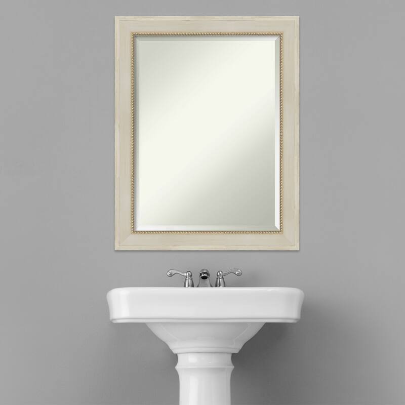 Beveled Wood Bathroom Wall Mirror - Parthenon Cream Frame - Parthenon Cream