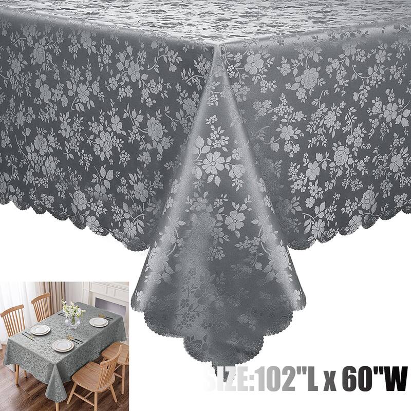 Waterproof Wipeable Vinyl Tablecloth,Rectangle Heavy Duty Table Cloth,102"L x 60"W