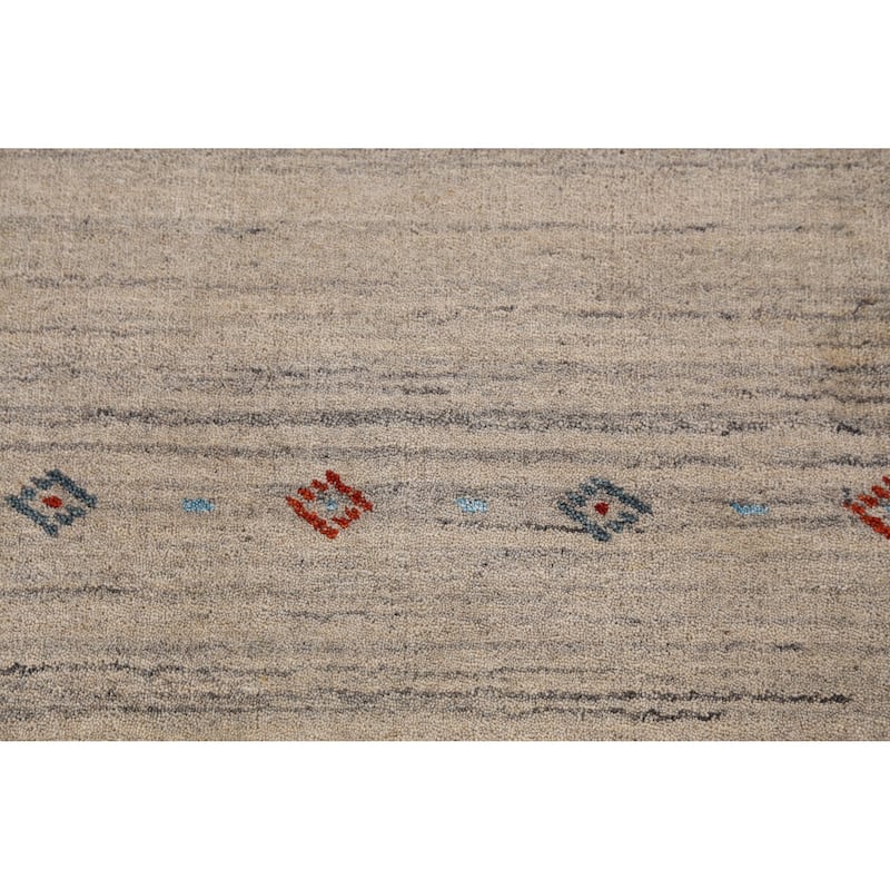 Hand Knotted Oriental 100% Wool Carpet Tribal Animal Pictorial Beige & Ivories Gabbeh Area Rug - 7' 9'' X 5' 0''