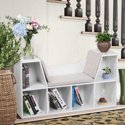 6-Cubby Kids Bedroom Storage Organizer White Cabinet Bookcase