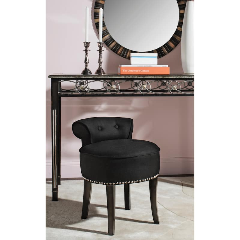 SAFAVIEH Aja Vanity Stool - 17.9" x 19" x 22.8" - 18Wx19Dx23H - Black