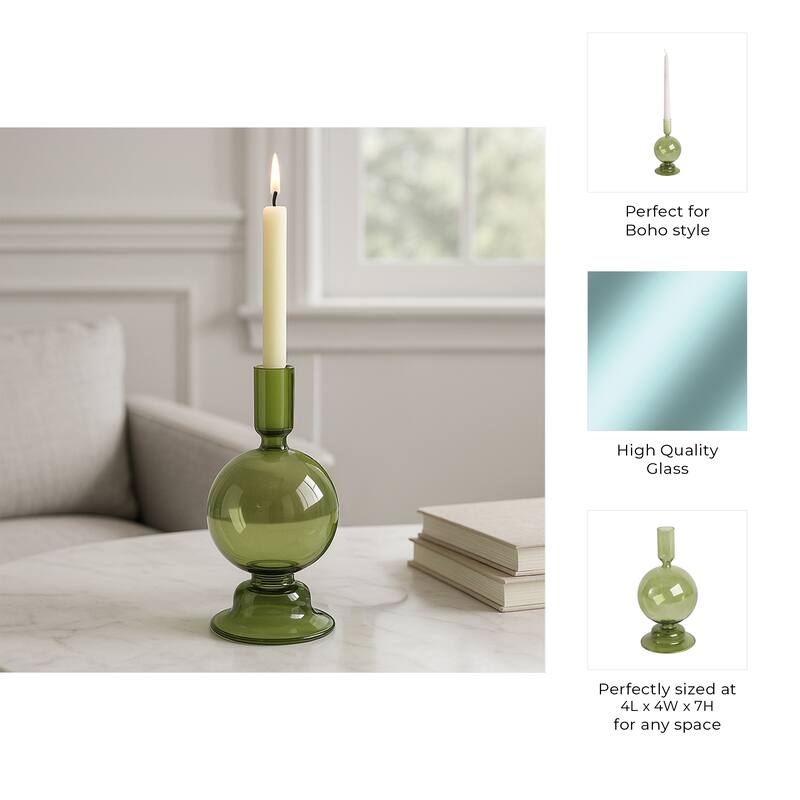 Glass Modern Bubble Taper Candle Holder