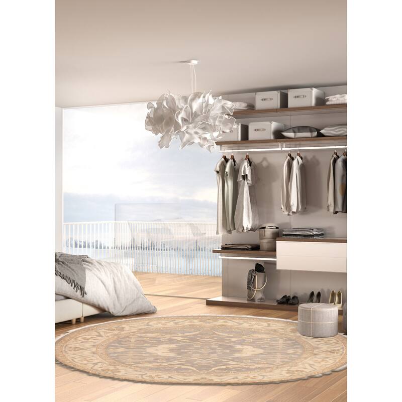 ECARPETGALLERY Hand-knotted Royal Oushak Grey Wool Rug - 6'0 x 6'0