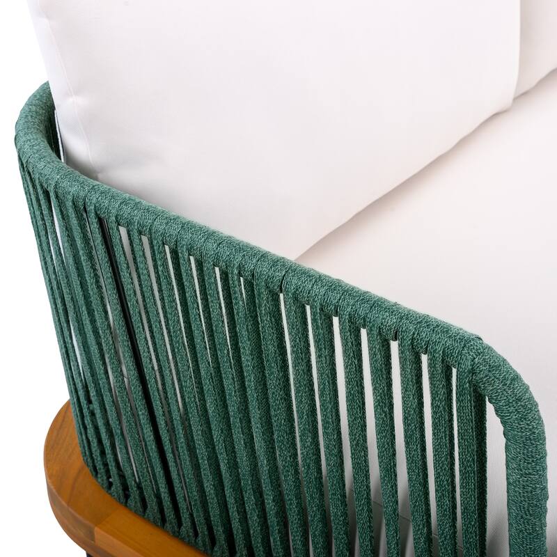 Christopher Knight Home - Evelyn Patio Outdoor Acacia Wood Rope Sofa Set