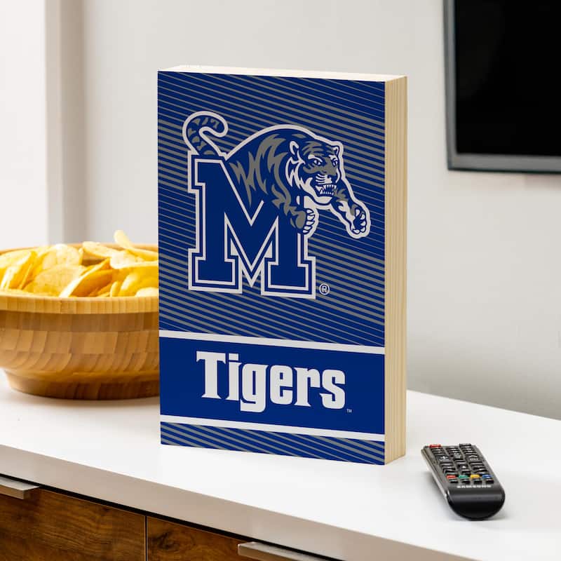 University of Memphis Wooden Tabletop Mantel Shelf Sign - 8" x 12"