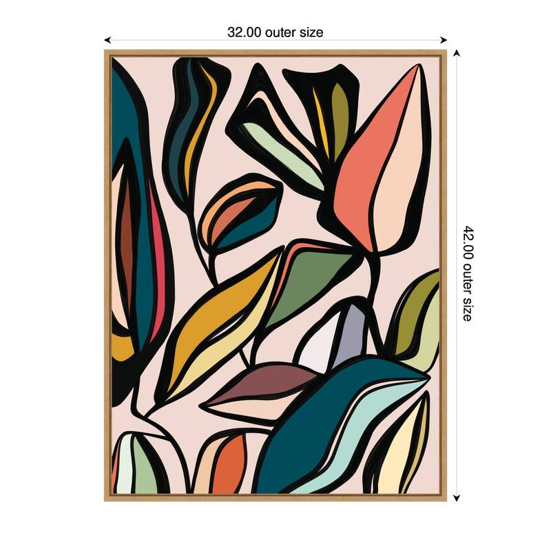 Kate and Laurel Fanciful Ficus Expansion by Alicia Bock Framed Canvas Wall Art Print