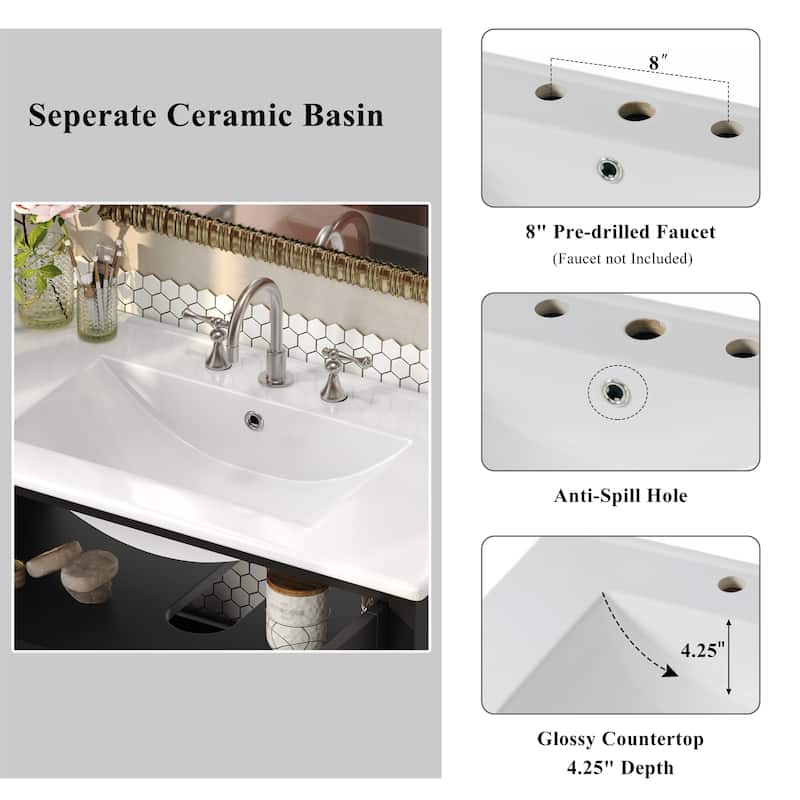 36" Bathroom Vanity with Ceramic Sink