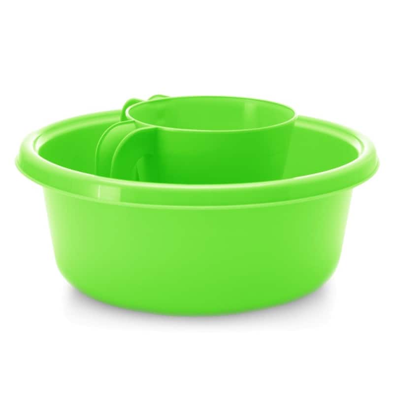 YBM Home Square Plastic Wash Cup & Wash Basin Set, long-lasting