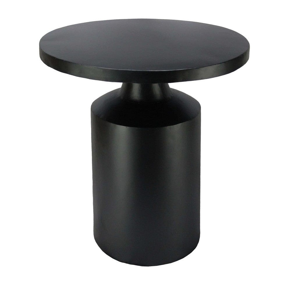 Zoe 20 Inch Modern Round Iron Side Table with Pedestal Base, Matte Black - 19 L x 19 W x 20 H Inches