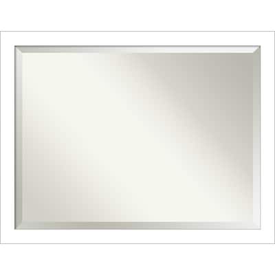 Beveled Bathroom Wall Mirror - Wedge White Frame - Wedge White