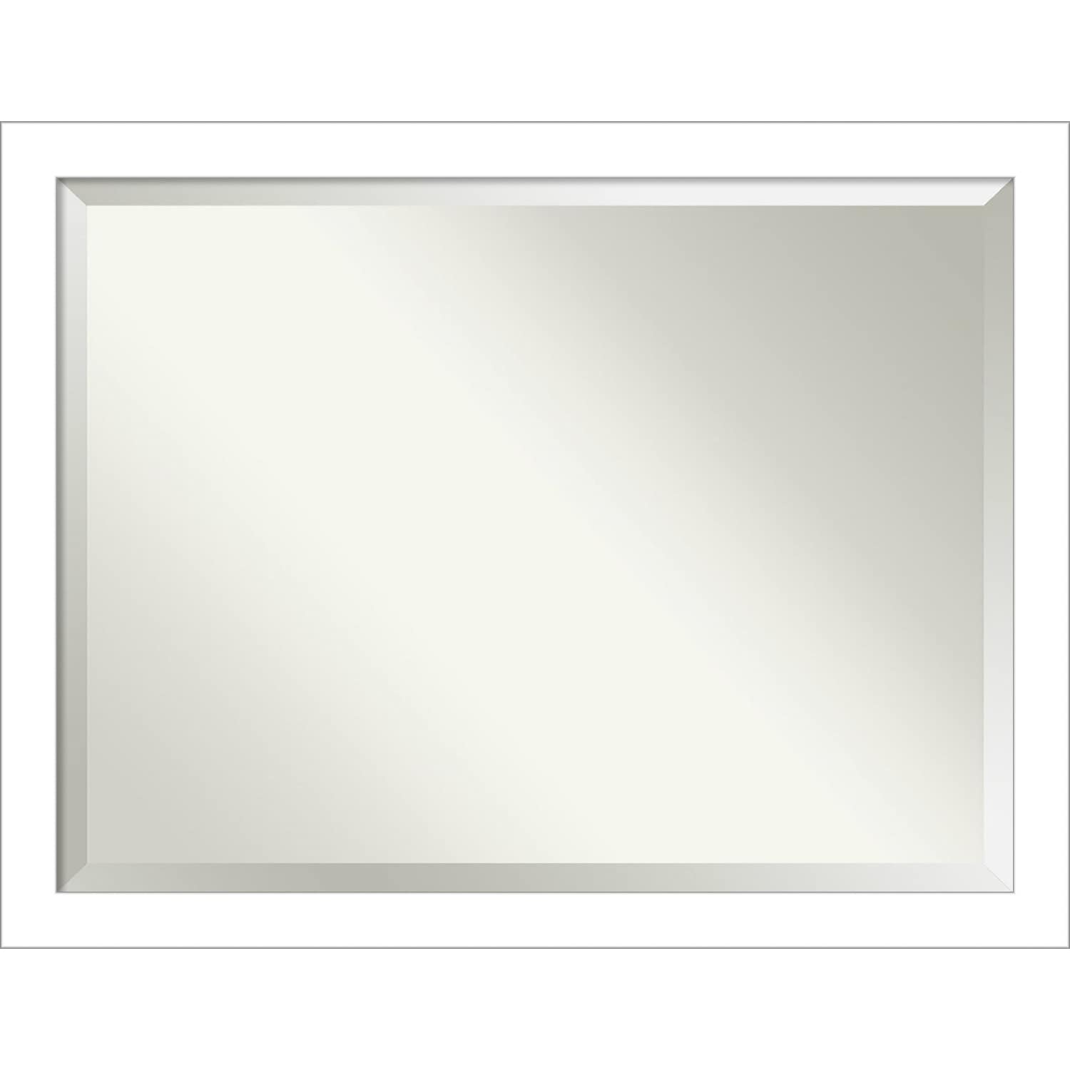 Beveled Bathroom Wall Mirror - Wedge White Frame - Wedge White