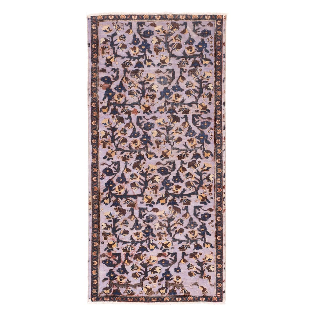 ECARPETGALLERY Hand-knotted Antalya Vintage Purple Wool Rug - 3'11 x 8'5