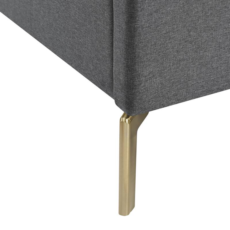 HomeRoots Gray Linen Upholstered King Bed Frame