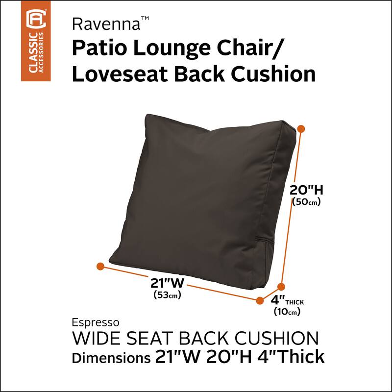 Ravenna Water-Resistant Patio Lounge Chair/Loveseat Back Cushion