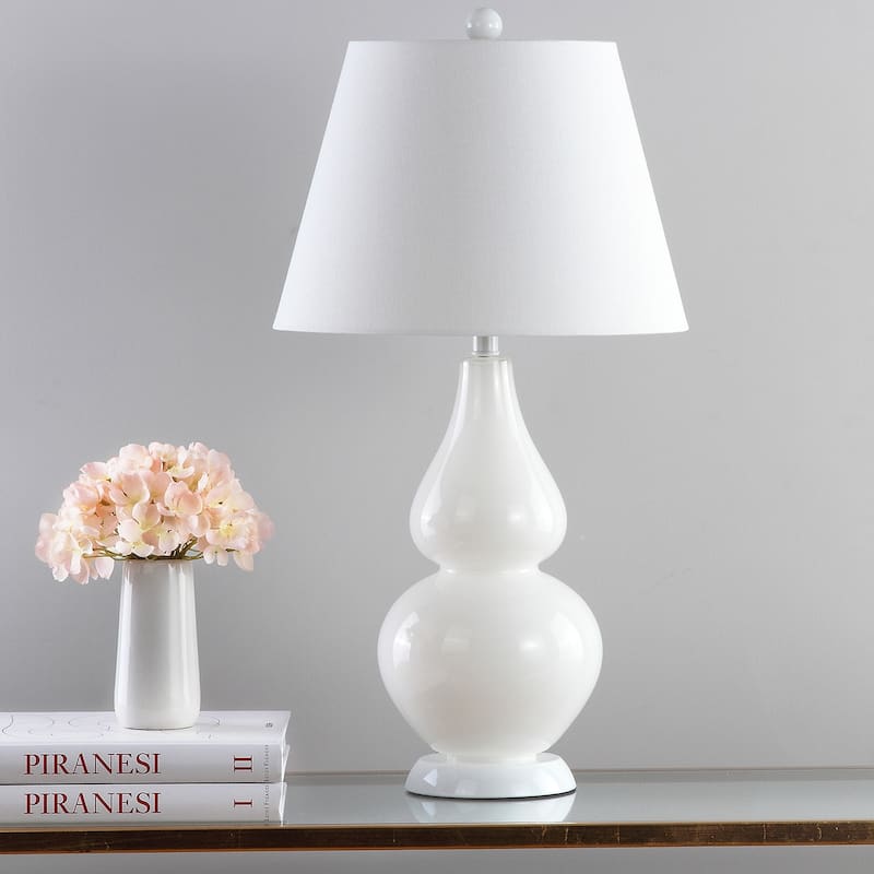 SAFAVIEH Lighting Demetria 27-inch Double Gourd White Table Lamp (Set of 2) - 14"x14"x26" - 14Wx14Dx26H