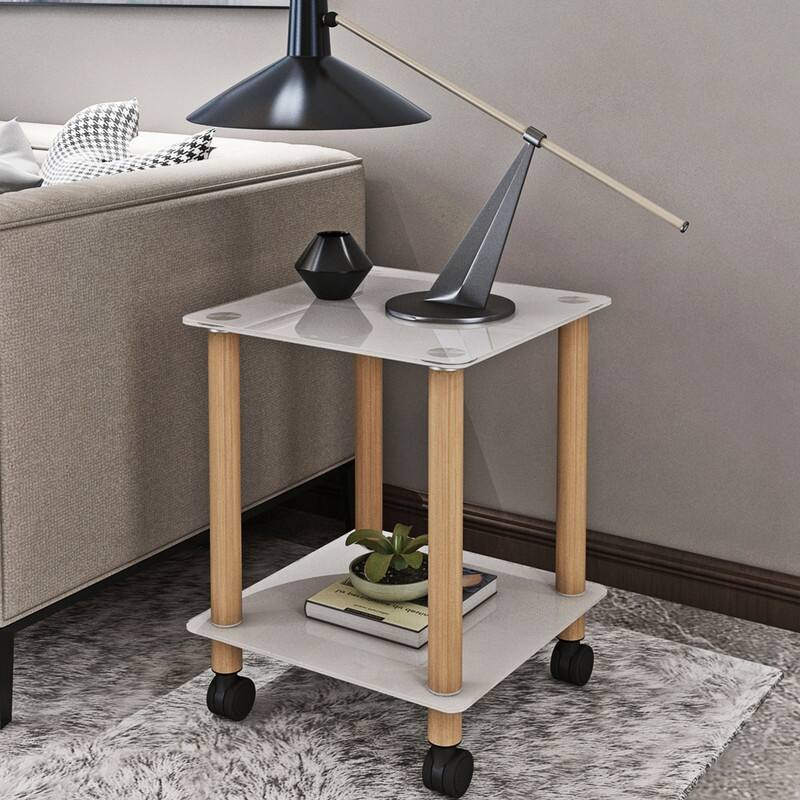 1-Piece or 2-Piece 2-Tier Space End Table - Natural 1-piece