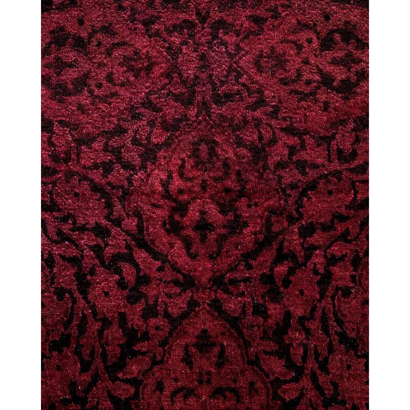 Overton Hand Knotted Wool Vintage Inspired Modern Contemporary Overdyed Black Runner Rug - 2' 6" x 11' 10"
