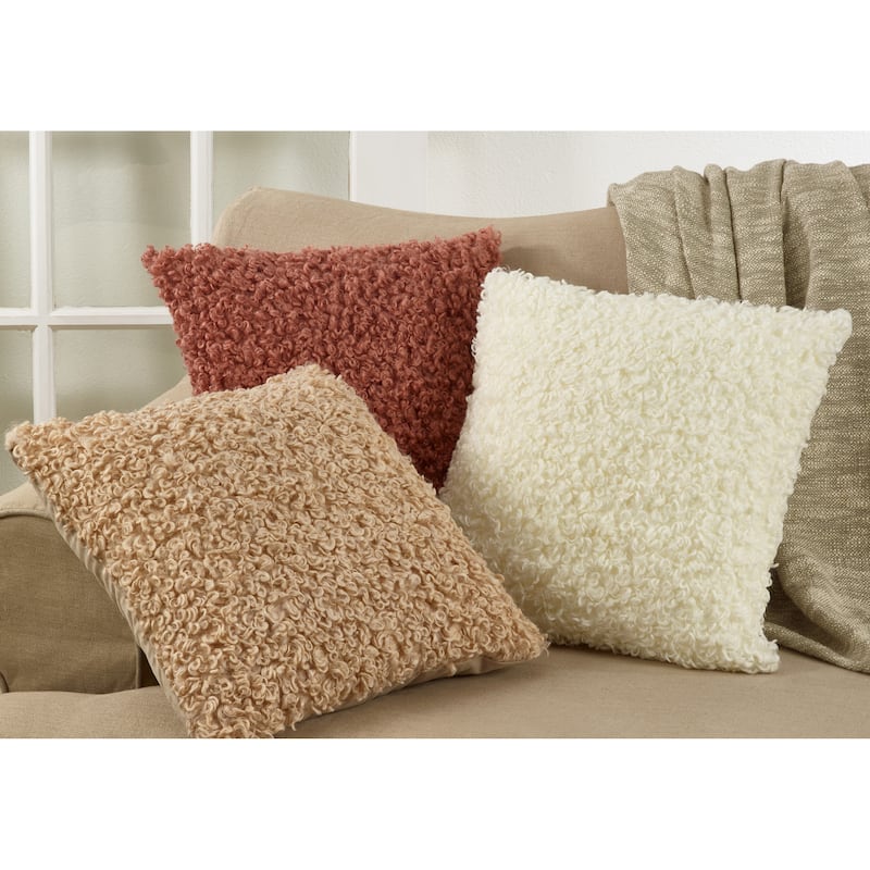 Faux Lamb Fur Throw Pillow