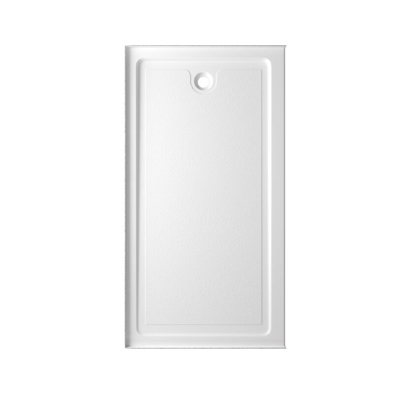 Slip-resistant Acrylic ShowerPan with Raised Edges 60-in Long x 32-in Wide Right White