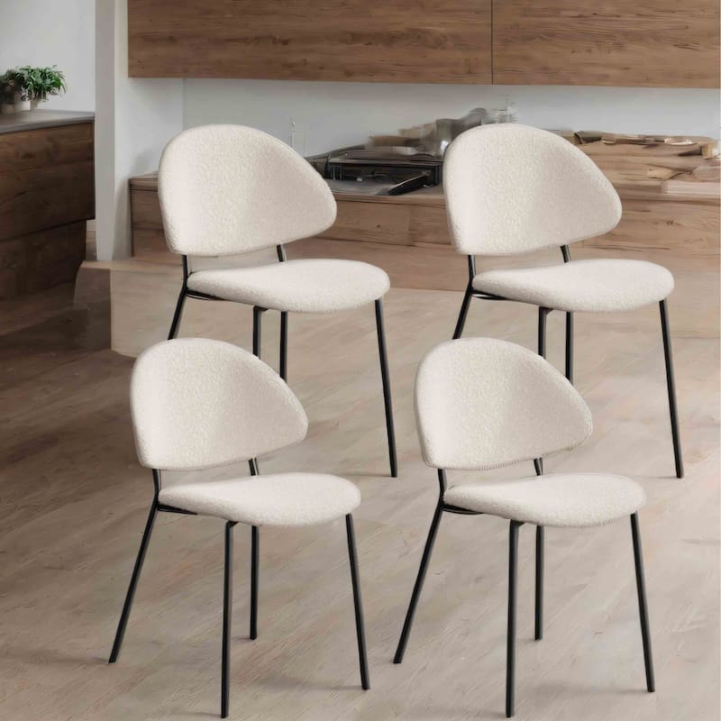 PU Leather Upholstered Dining Chairs with Curved Backrest (Set of 4 )
