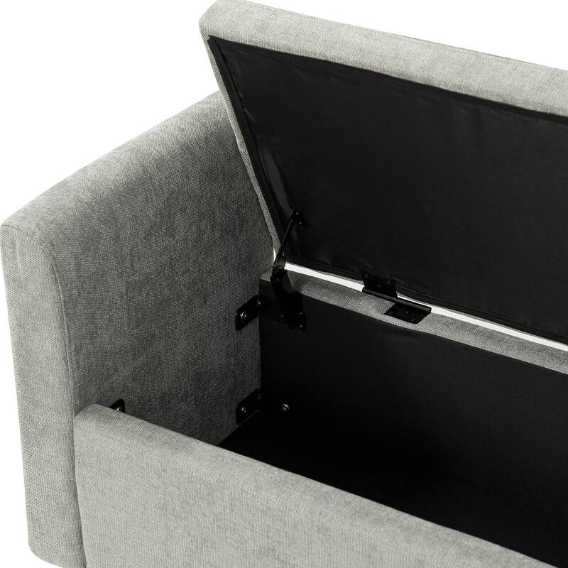 Franco Modern Upholstered Storage Bench with Two Throw Pillows and Thick Padded Cushion