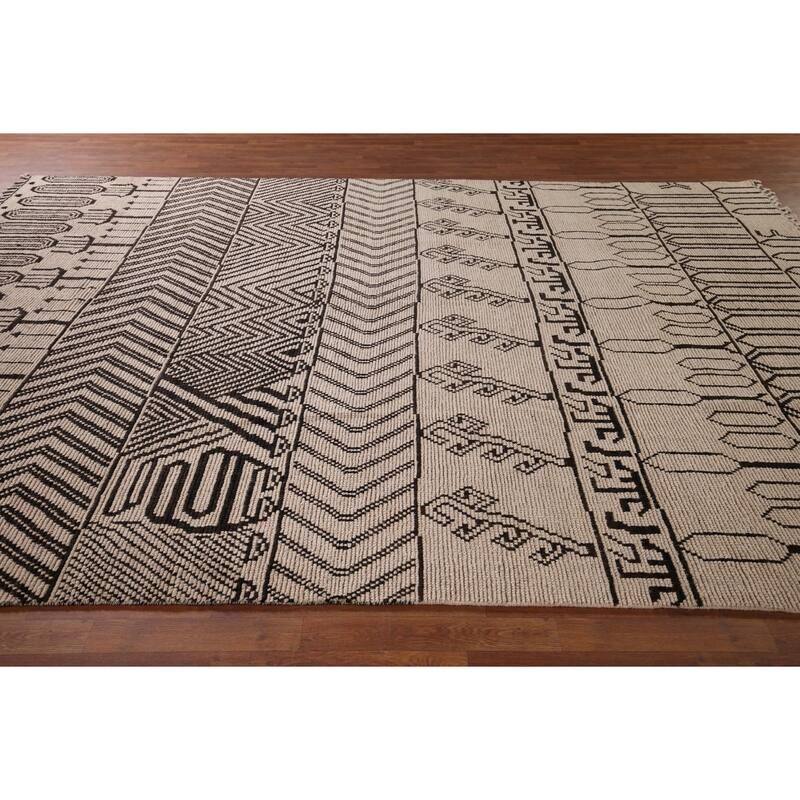 Moroccan Oriental Area Rug Hand-Knotted Contemporary Wool Carpet - 8'11"x 12'0"