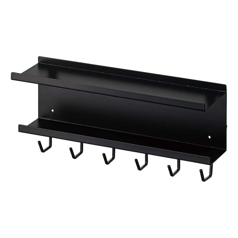 Yamazaki Home Wall-Mount Cable and Router Storage Rack, Steel - L 4.33 x W 15.75 x H 7.09 inches - Black