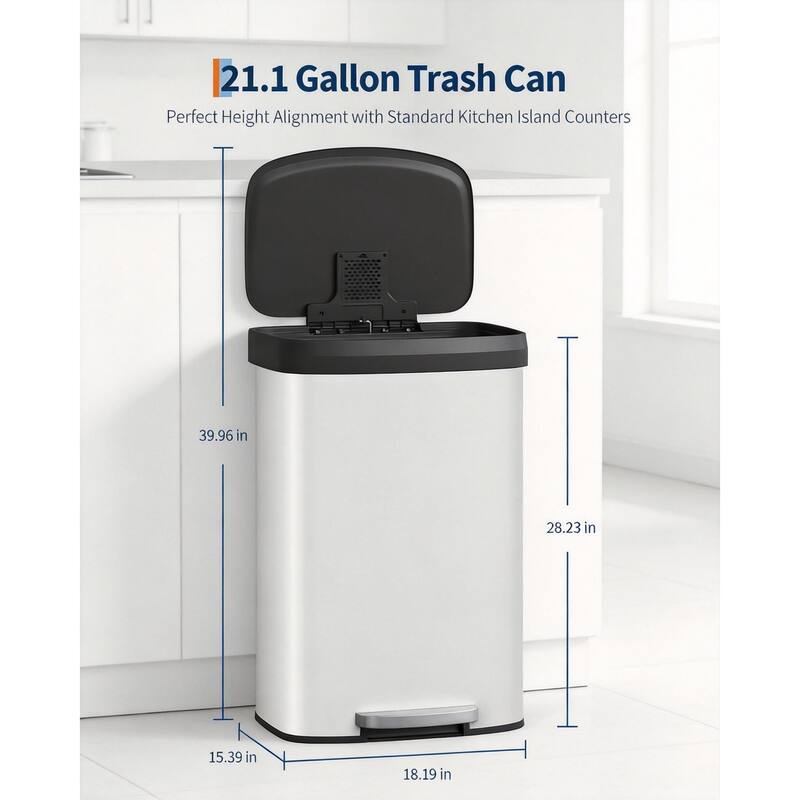 Metal Step-on Trash Can, with Lid
