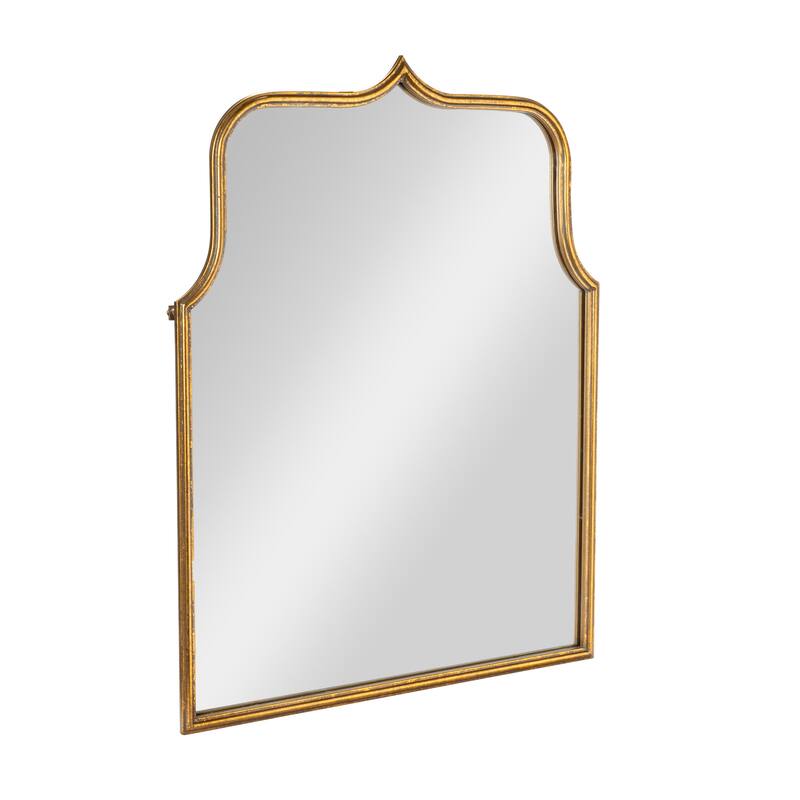 Arched Metal Framed Wall Mirror - 31-1/2"H - Antique Gold