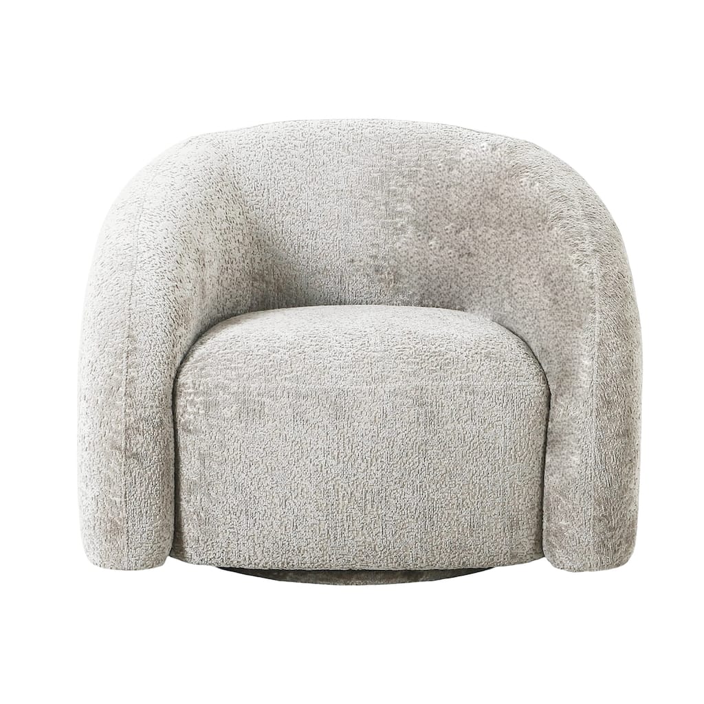 Boucle Fabric Upholstered Swivel Chair in Gray