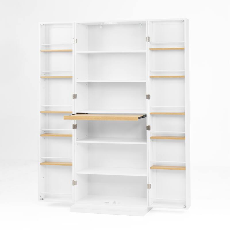 Kitchen Pantry Storage Cabinet, Freestanding Kitchen Cupboards, Buffet Cabinet with Doors & Adjustable Shelves