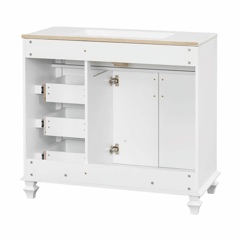 36" Bathroom Vanity with Sink, Cabinet, Flip-Out Drawer, 3 Drawers & 2 Soft-Close Doors