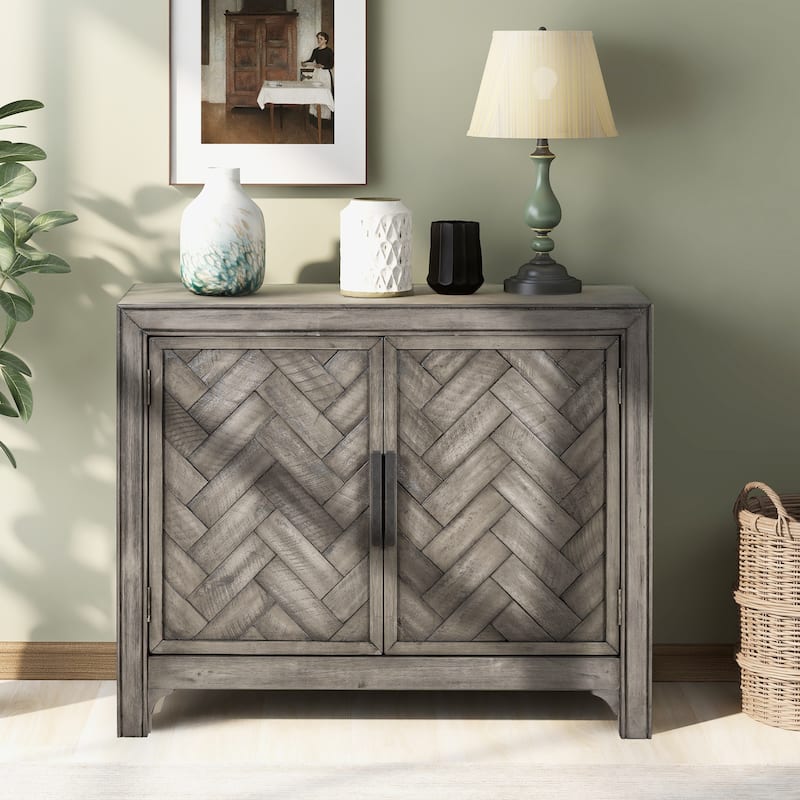 40'' Modern Cabinets with Unique Design Doors with 1 Adjustable Shelves