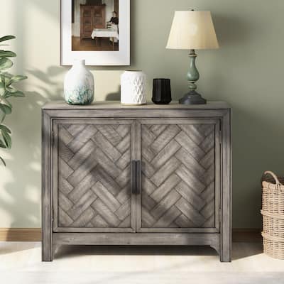 Antique Pull Handle Storage Cabinet with Vintage Style for Living Room & Dining Room Storage