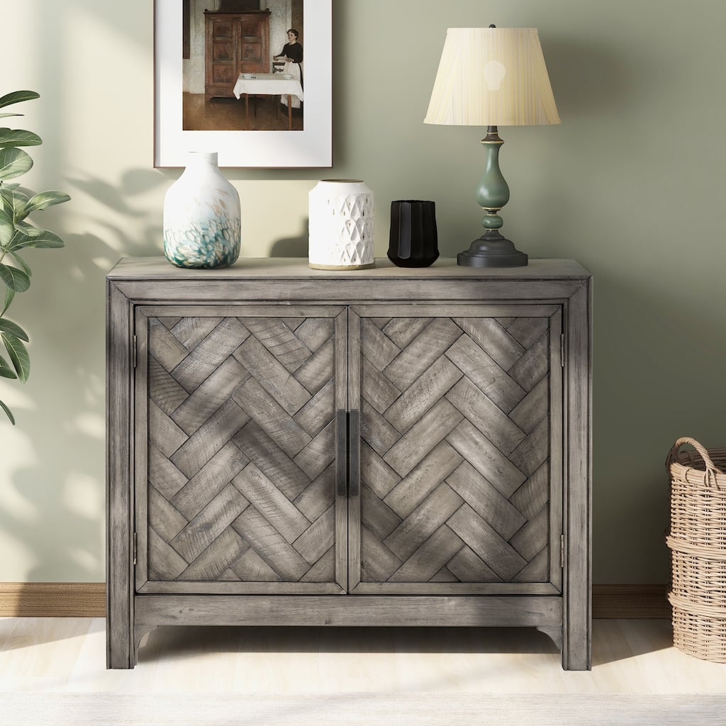 Antique Pull Handle Storage Cabinet with Vintage Style for Living Room & Dining Room Storage