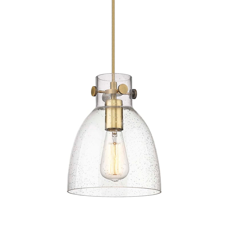 Innovations Lighting 410-1PS-10-8 Newton Bell Pendant Newton Bell 8" - Brushed Brass / Seedy