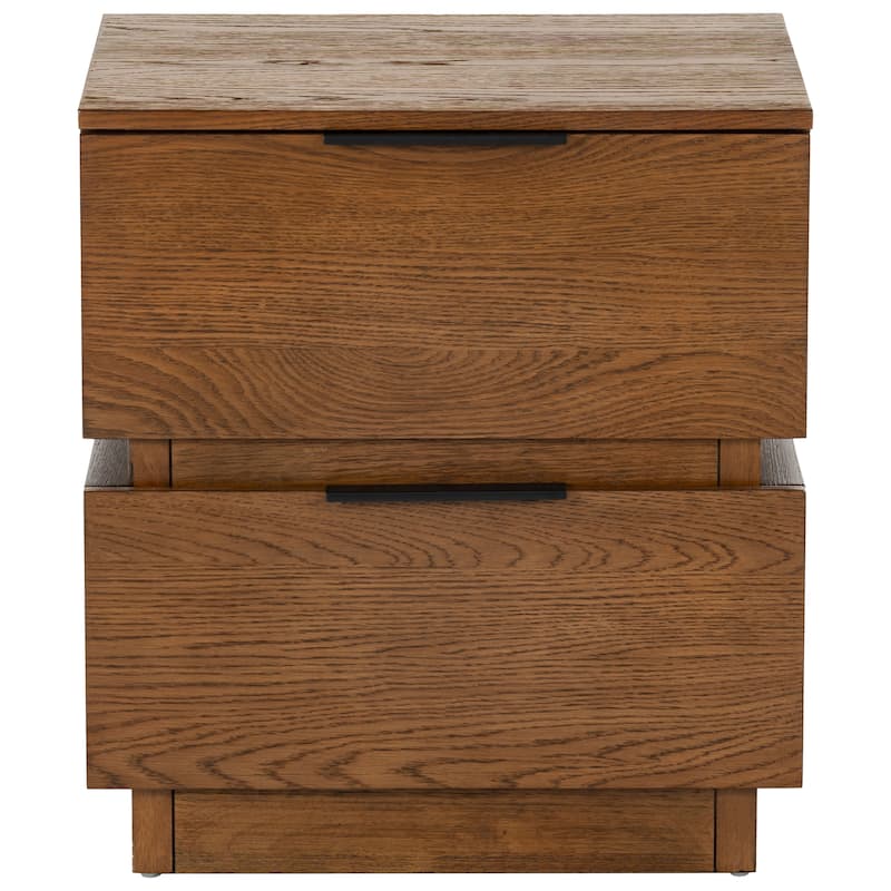 SAFAVIEH Couture Titus 2 Drawer Stacked Nightstand - Medium Oak