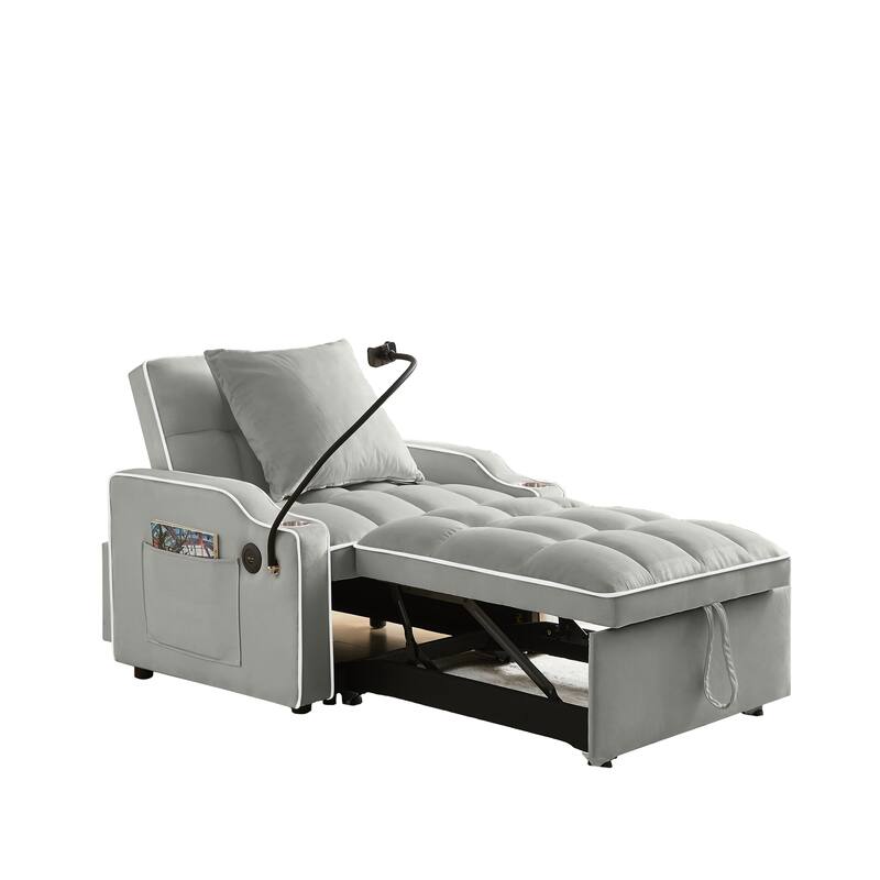 Convertible Sleeper Chair Sofa Bed, 3-in-1 Folding Sofa Bed with Adjustable Backrest and USB Charging Port for Small Rooms.