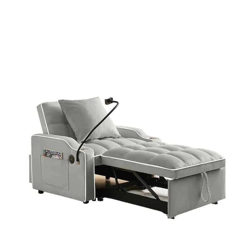GDFStudio - Flora Modern 3-in-1 Convertible Sleeper Chair Sofa Bed, Adjustable Pull-Out Sofa with Storage